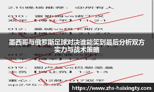 墨西哥与俄罗斯足球对决谁能笑到最后分析双方实力与战术策略